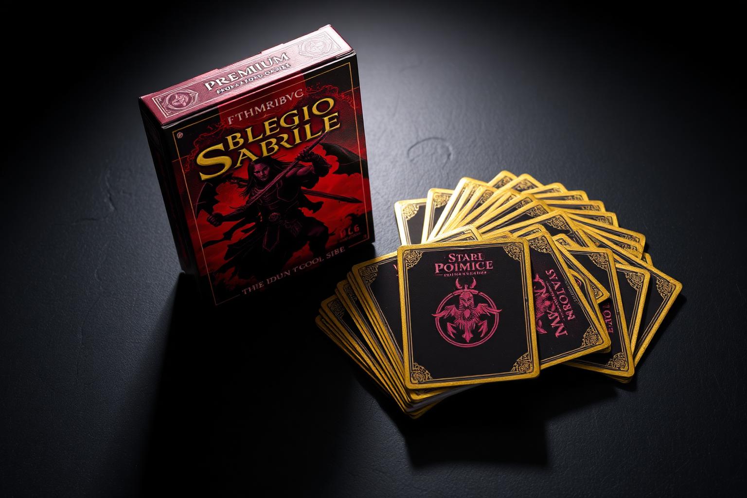 The Conquest box and a fanned deck of cards
